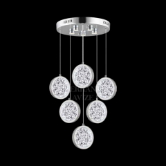 EAAD-90 6’lı Kristal Sarkıt Krom LED Avize