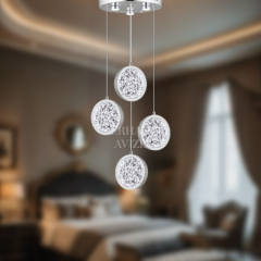 EAAD-90 4’lü Kristal Sarkıt Krom LED Avize