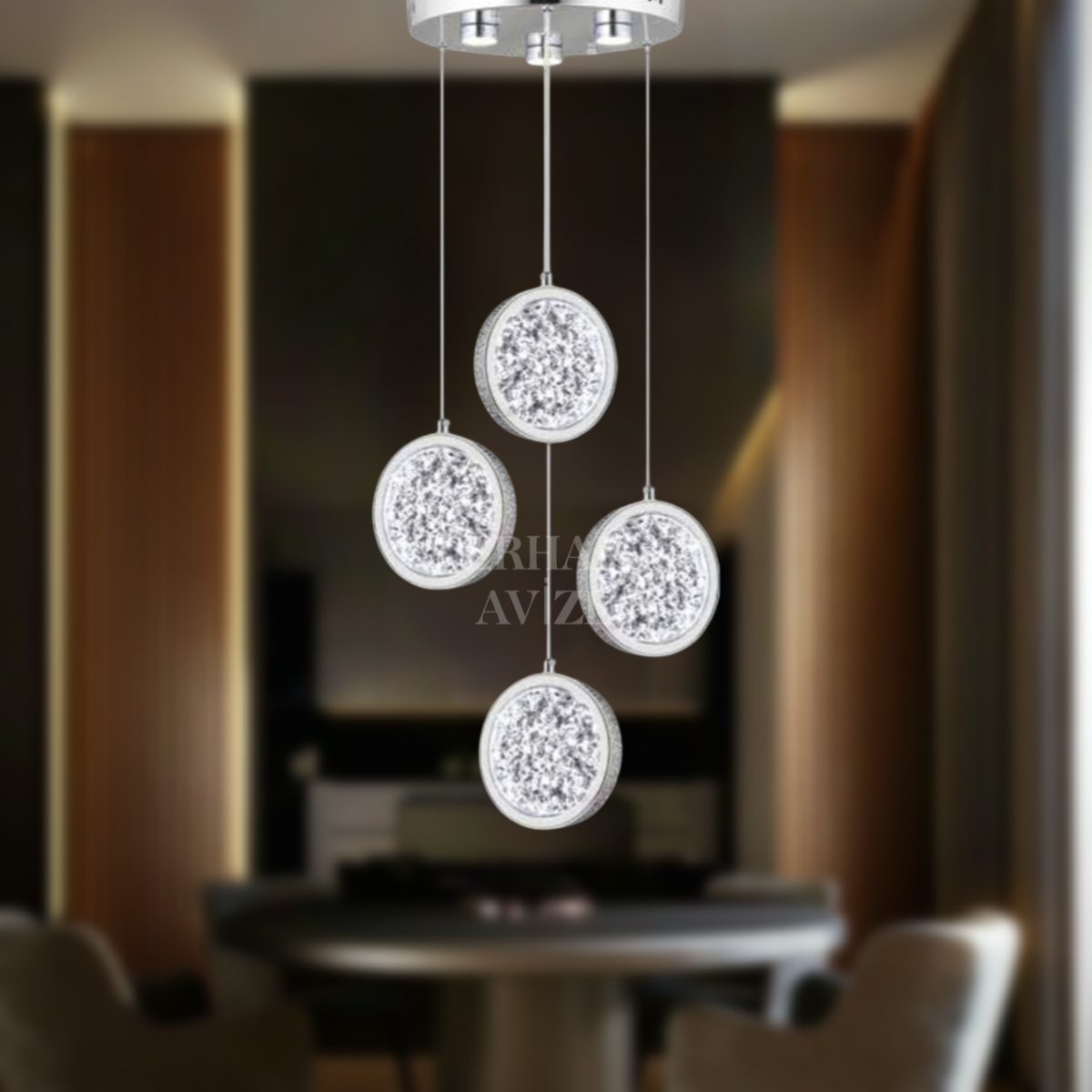 EAAD-90 4’lü Kristal Sarkıt Krom LED Avize