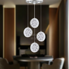 EAAD-90 4’lü Kristal Sarkıt Krom LED Avize