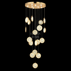 EAAD-90 18’li Kristal Sarkıt Gold LED Avize