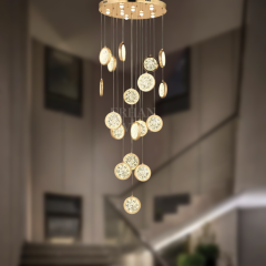 EAAD-90 18’li Kristal Sarkıt Gold LED Avize