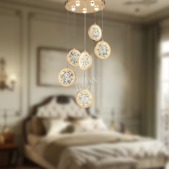 EAAD-90 6’lı Kristal Sarkıt Gold LED Avize