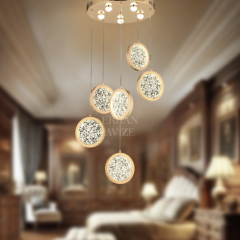 EAAD-90 6’lı Kristal Sarkıt Gold LED Avize