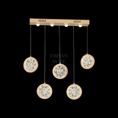 EAAD-90 YM 5’li Kristal Gold Sıralı LED Avize