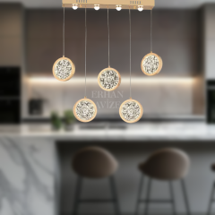 EAAD-90 YM 5’li Kristal Gold Sıralı LED Avize