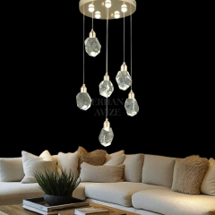 EAPV-127 6’lı Kristal Sarkıt Gold LED Avize