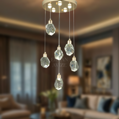 EAPV-127 6’lı Kristal Sarkıt Gold LED Avize