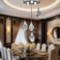 EAPV-127 4’lü Kristal Sarkıt Krom LED Avize