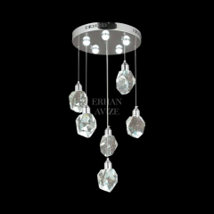 EAPV-127 6’lı Kristal Sarkıt Krom LED Avize