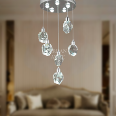 EAPV-127 6’lı Kristal Sarkıt Krom LED Avize