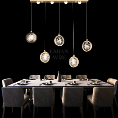 EAAD-85 YM 5’li Kristal Gold Sıralı LED Avize