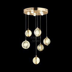 EAAD-85 6’lı Kristal Sarkıt Gold LED Avize