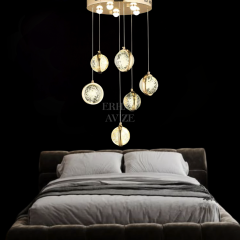 EAAD-85 6’lı Kristal Sarkıt Gold LED Avize