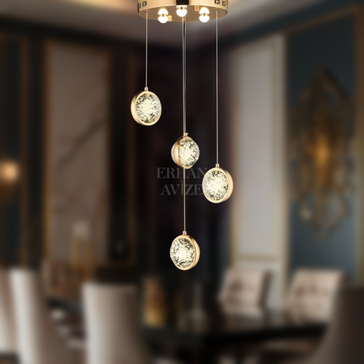 EAAD-85 Kristal Sarkıt Gold LED Avize