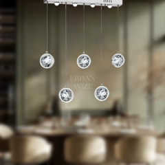 EAAD-85 YM 5’li Kristal Krom Sıralı LED Avize