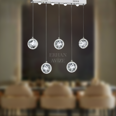 EAAD-85 YM 5’li Kristal Krom Sıralı LED Avize