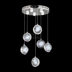 EAAD-85 6’lı Kristal Sarkıt Krom LED Avize