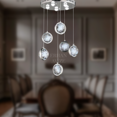 EAAD-85 6’lı Kristal Sarkıt Krom LED Avize