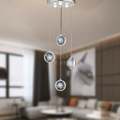 EAAD-85 4’lü Kristal Sarkıt Krom LED Avize