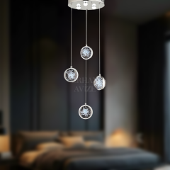 EAAD-85 4’lü Kristal Sarkıt Krom LED Avize