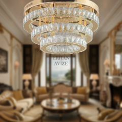 EAPV-104 Plafonyer Kristal Gold LED Avize