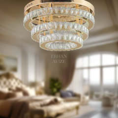 EAPV-104 Plafonyer Kristal Gold LED Avize