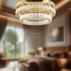 EAPV-101 Plafonyer Kristal Gold LED Avize