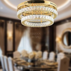 EAPV-101 Plafonyer Kristal Gold LED Avize