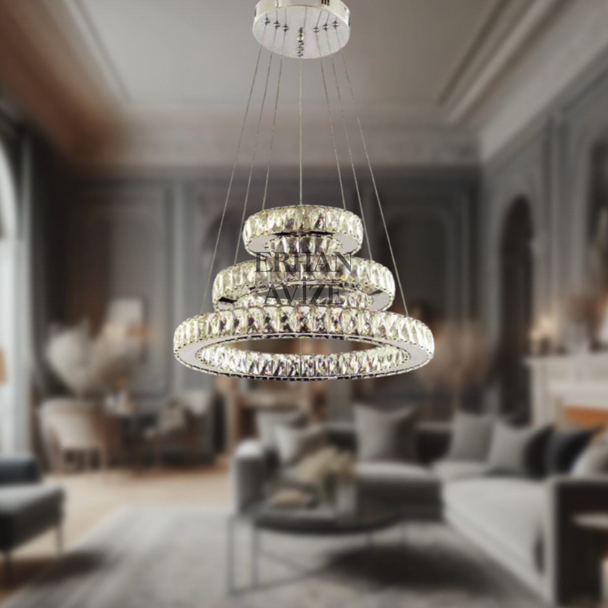 EAPV-104 Kristal Sarkıt Krom LED Avize