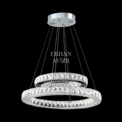 EAPV-102 Kristal Sarkıt Oval Krom LED Avize