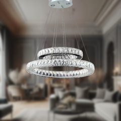 EAPV-102 Kristal Sarkıt Oval Krom LED Avize