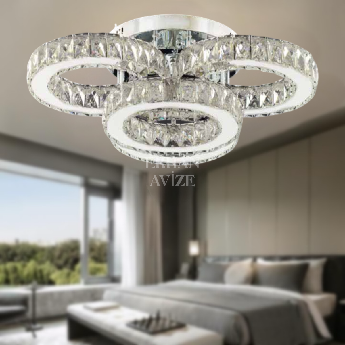 EAPV-116 Plafonyer Kristal Krom LED Avize