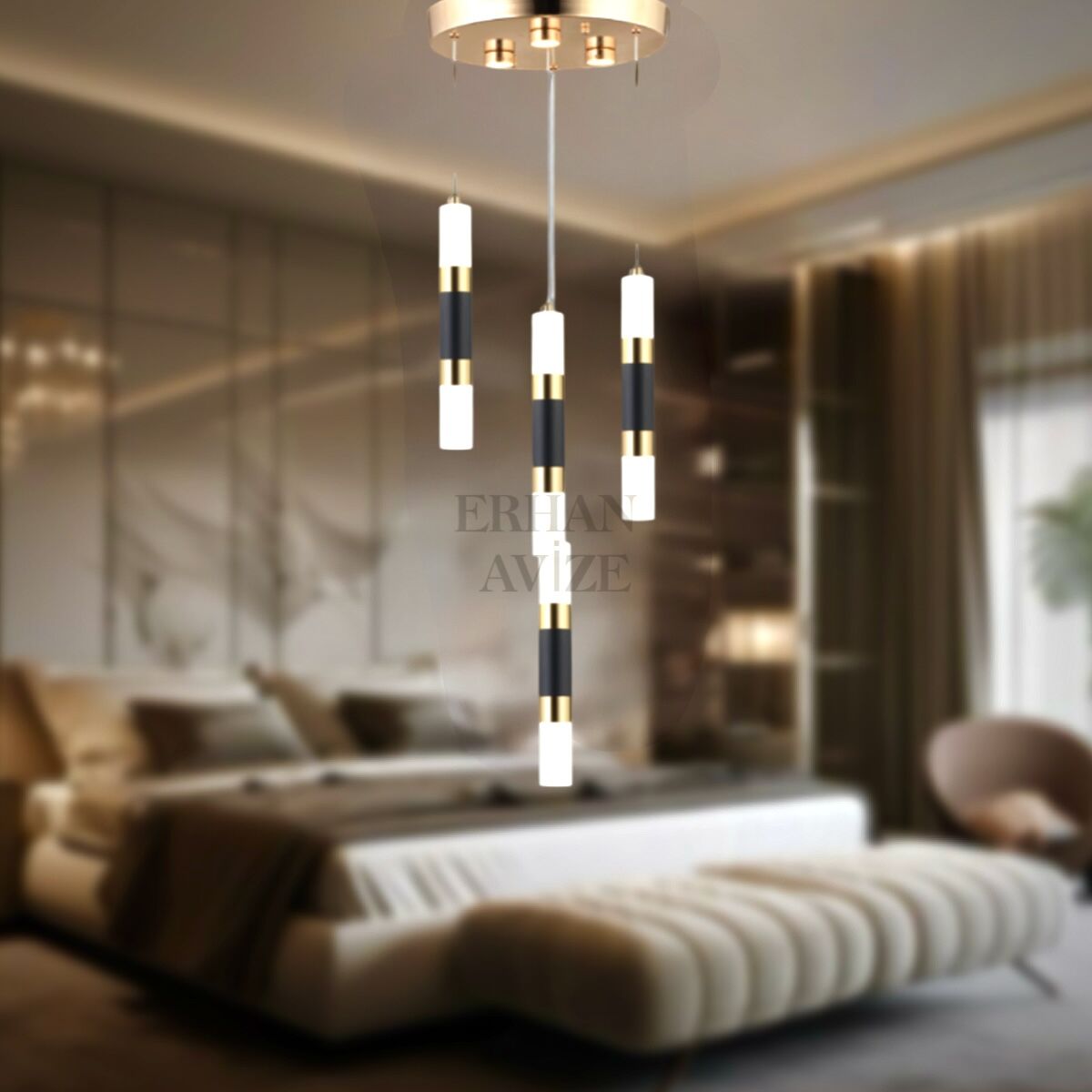 EAPV-148 4’lü Sarkıt Gold-Siyah LED Avize