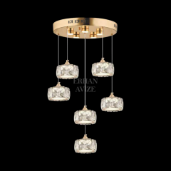 EAPV-109 6’lı Kristal Sarkıt Gold LED Avize