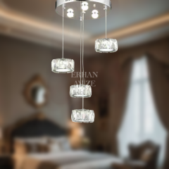 EAPV-109 4’lü Kristal Sarkıt Krom LED Avize