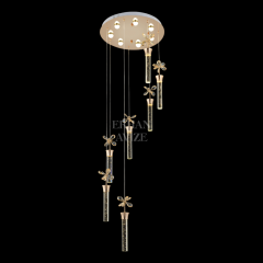 EAAD-34 7’li Kristal Sarkıt Gold LED Avize