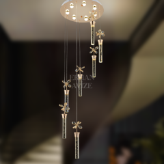 EAAD-34 7’li Kristal Sarkıt Gold LED Avize