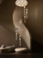 EAAD-34 7’li Kristal Sarkıt Gold LED Avize