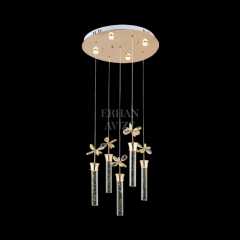 EAAD-34 5’li Oval Kristal Sarkıt Gold LED Avize