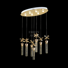 EAAD-34 7’li Kristal Oval Sarkıt Gold LED Avize