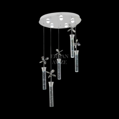 EAAD-34 5’li Kristal Sarkıt Krom LED Avize