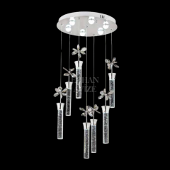 EAAD-34 7’li Kristal Sarkıt Krom LED Avize