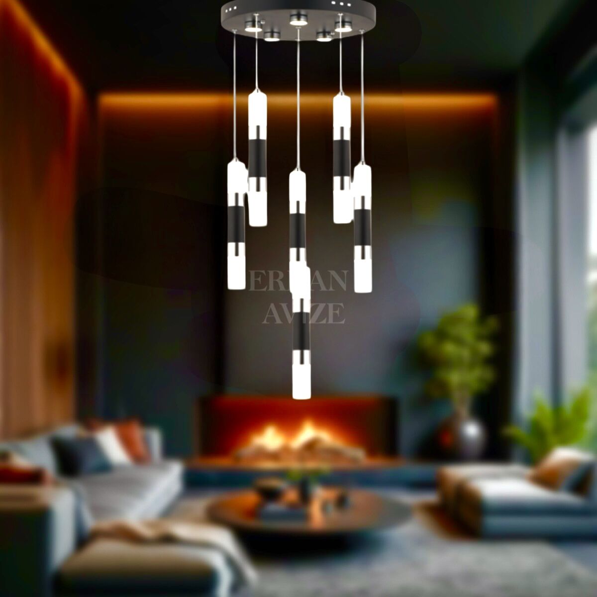 EAPV-148 6’lı Sarkıt Siyah LED Avize