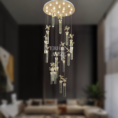 EAAD-34 18’li Kristal Sarkıt Gold LED Avize