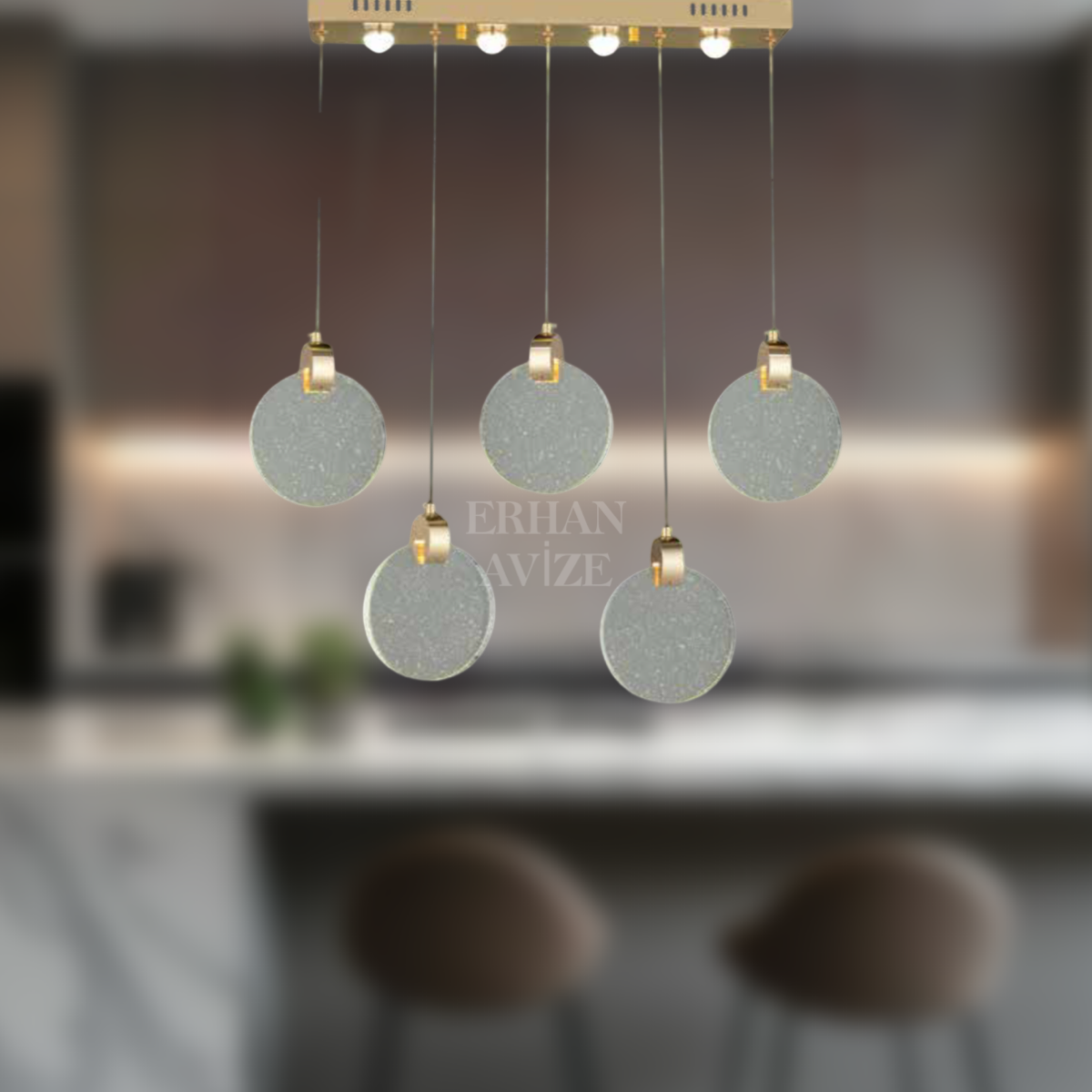 EAPV-123 YM Kristal Sıralı Gold LED Avize