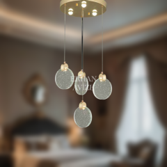 EAPV-123 4’lü Kristal Sarkıt Gold LED Avize