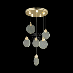 EAPV-123 6’lı Kristal Sarkıt Gold LED Avize