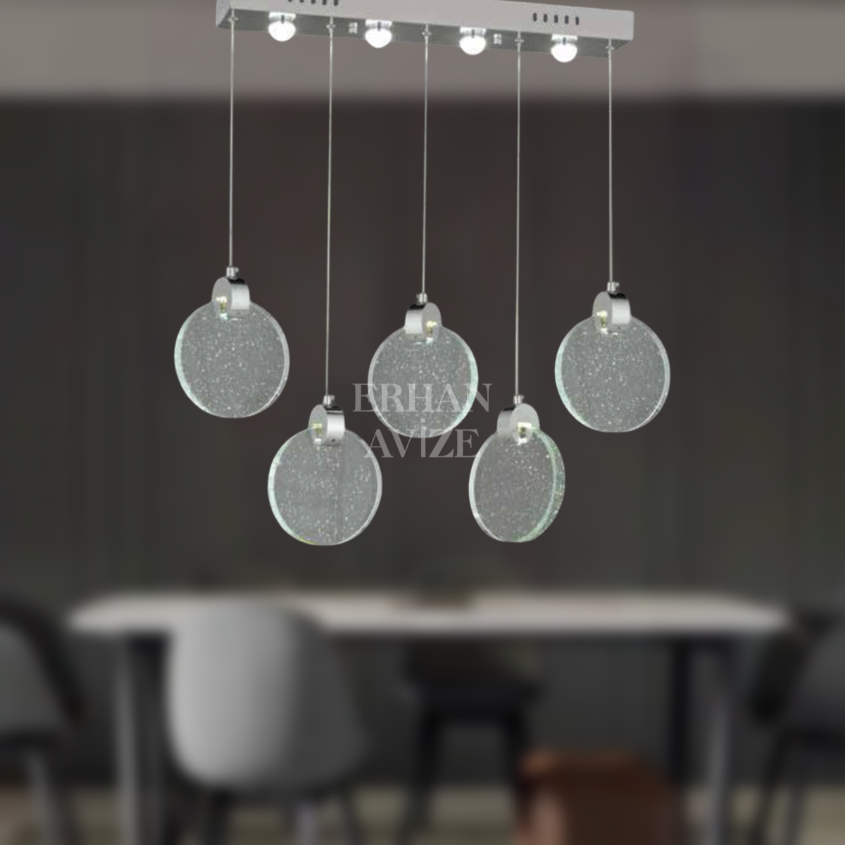 EAPV-123 YM Kristal Sıralı Krom LED Avize