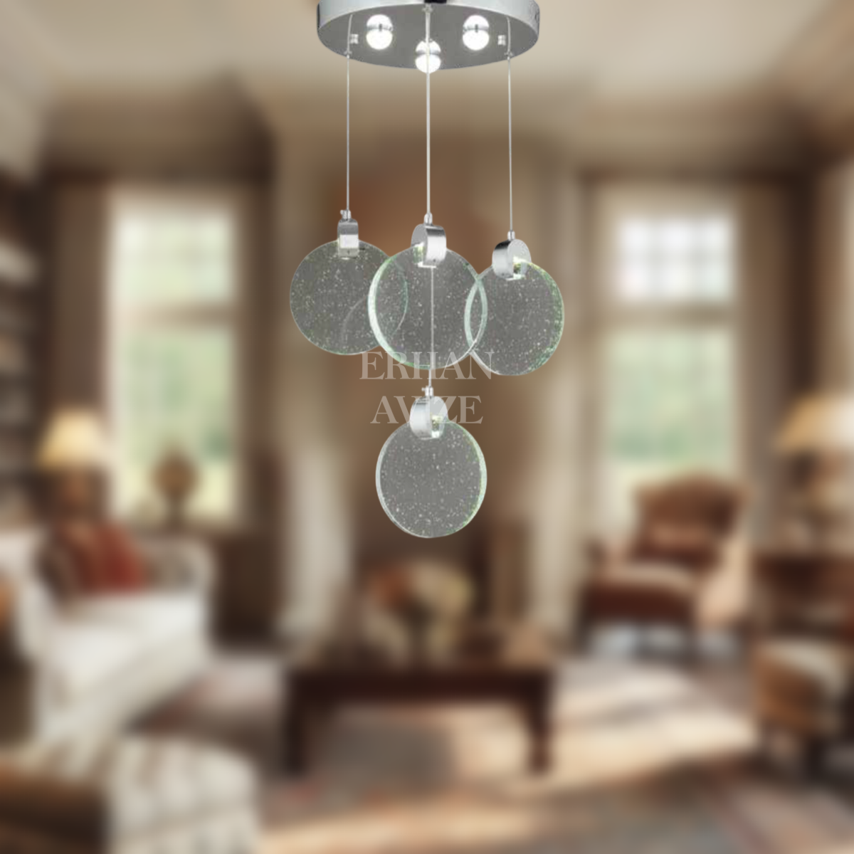 EAPV-123 4’lü Kristal Sarkıt Krom LED Avize